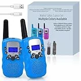Funkprofi Walkie Talkie Set für Kids, T-388 Funkgerät für Kinder mit Wiederaufladbarer Akkus, Hobbyfunker 8 Kanal PMR 446 Reichweite bis 2 - 3 km (2er-Set) Blau