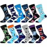 WeciBor Lustige Bunt Herren Tier Socken Geschenk, 12 Paar Neuheit Gemusterte, Größe 43-46