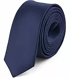 Ladeheid Herren Schmale Krawatte SP-5 (150cm x 5cm, Dunkel blau)