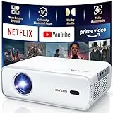 Aurzen EAZZE D1 Smart Beamer Heimkino Projektor 4K Unterstützt Full HD 1080P Beamer mit Netflix & Dolby Audio, Autofokus & Trapezkorrektur, Mini WiFi Bluetooth Video Projektor, Weiß