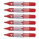 PILOT V Board Master Whiteboard-Marker, mittlere Spitze, Rot, 6 Stück