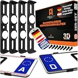 GENMAG® Kennzeichenhalter Rahmenlos [Legal & Universal] Nummernschildhalterung Auto | Rahmenlose Kennzeichenhalter für Autos | Kennzeichenhalterung Rahmenlos | Nummernschildhalter für 2 Kennzeichen