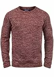 Blend BHDan Herren Strickpullover Feinstrick Pullover mit Rundhalsausschnitt Baumwollmischung Label-Patch Regular fit, Größe:XL, Farbe:Andorra Red (73811)