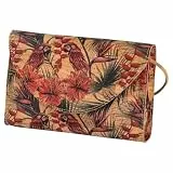 Kork-Handtasche zum Umhängen | hochwertige Clutch aus Korkstoff | Größe: 22x17x6 cm | Motiv: Jungle | elegant & modern | langlebig & robust | handgefertigt in einer Manufaktur in Portugal