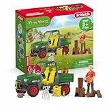 SCHLEICH Farm World | Waldbauer mit Fahrzeug 42659 | Set mit Bauer Paul, Hund, Geländewagen & Zubehör | detailgetreue Tierfiguren & Geschenkidee für Kinder | Bauernhof Spielzeug ab 3 Jahre | 49 Teile