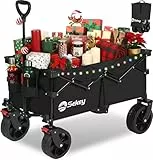 Sekey XXL Bollerwagen Faltbar mit Bremsen 150L 150KG, Breite Reifen Alle Gelände, Patentiert Zusammenfaltbar aus 4 Richtungen, Kein Zusammenbau erforderlich, XXL 4020, Schwarz