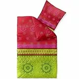 CelinaTex Fashion Bettwäsche 135x200 cm 2teilig Baumwolle, Bettgarnitur für Sommer und Winter, Ganzjährig, Bettbezug, Bettenset, Schöner Wohnen Lindsay Blumen Grün Rot