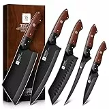 TIVOLI Küchenmesser Set 5-teilig Kochmesser, Santokumesser, Hackmesser, Filetiermesser, Allzweckmesser, Edelstahl, scharfe Klinge langlebig, ergonomischer Holzgriff für Küche und Alltag