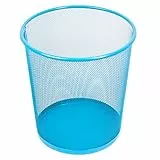 D.RECT KOMO Papierkorb, 12L Metall Abfalleimer Büro | Runder Mülleimer für Arbeitszimmer, Küche | Stabile Ausführung, 266x218x280 mm, Blau