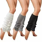 Celiodd 3 Paar Winter Stulpen Damen Häkelarbeit Gestrickte Leg Warmers Modisch und Vielseitig Warm und Bequem Geeignet für Winter Frühling und Herbst.Es Ist Ein für Andere