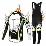 HOMTOL Radtrikot Set Langarm Herren Thermische Fleece Winter Fahrradbekleidung Radsportanzüge Fahrradtrikot mit Thermofleecefutter Fahrradhose mit Sitzpolster + 9D Gel für Radfahren MTB outdoor