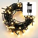 hellum Lichterkette außen 120 LED warmweiß, Lichterkette mit Timer, innen, für Weihnachtsbaum 11.9m beleuchtete Länge, Kabelfarbe grün