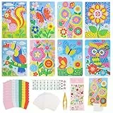 AILUYA 8 Stück Mosaik Bastelset Kinder, Blume Tier Insekt Ticky Mosaics, Hell Farbige Mosaik Bastelset, Mosaik Steckspiel für Haus und Schule Handwerk Klassen
