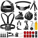 AKASO 42 in 1 Action Cam Zubehörset mit Sammeltasche, kompatibel mit EK7000/EK7000 Pro/Brave 4/Brave 4 Pro/Brave 7 LE/Brave 7/V50X/V50 Pro/V50 Elite/GoPro/DJI/Action Kamera