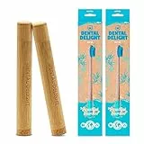 DENTAL DELIGHT - Reisezahnbürsten Set - Zahnbürsten Etui + Bambus Reisezahnbürste (Klein)
