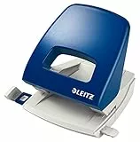 Leitz Büro Locher aus Metall, Für 25 Blatt, Anschlagschiene mit Formatangaben, Ergonomisches Design, blau, NeXXt-Serie, 50050035
