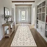 PureCozy Vintage Waschbarer LäUfer Flur Teppich 60x180cm kurzflor rutschfest Weich Blumenmuster Teppiche für Küchen Hallway Bettvorleger Wohnzimmer Schlafzimmer Carpet, Multicolore