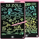 2 Pack Bunte LCD Schreibtafel 12 Zoll, Electight Zeichentafel, Abwischbar Abschließbar LCD Writing Tablet, Spielzeug & Geschenke für Kinder 3-12 Jahre zu Hause, Schule - Rosa