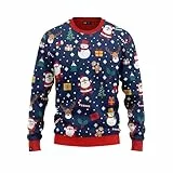 JAP Christmas Schneemann und Weihnachtsmann - Lustiger Hässlicher Weihnachtspullover Für Damen und Herren Ugly Christmas Sweater - L