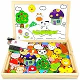 Jojoin Magnetic Wooden Puzzle 110 Pieces, Magnetic Board Kids, Puzzle from 3, Montessori Toys from 3 Years, Forest and Animal Puzzles Kids Games, Gift for Girls Boy Easter Christmas