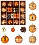 SinLaw Weihnachtsbaumkugeln, 42 Stück Christbaumschmuck, Weihnachtskugeln Kunststoff Set mit Aufhänger Bruchsicher, Rot Orange Weihnachtsdeko für Indoor Outdoor Weihnachtsbaum Deko (Rot Orange)
