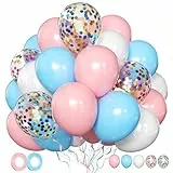 Luftballons Rosa Blau Weiß 50 Stk 12 zoll Luftballons Ballons Pastell Rosa Hellblau Konfetti Ballons für Frauen Geburtstag Hochzeit Verlobung Muttertag Feier Deko