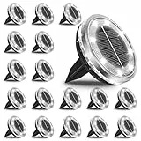 Bowfar 18 Stück Solar Bodenleuchten Aussen, IP65 Wasserdicht Solarlampen 12 LEDs Gartenbeleuchtung Solar Mit Upgrade Solarpanel, Kaltweiß Solarleuchten für Garten, Rasen, Gehweg, Patio, Auffahrt