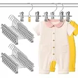 WJWSKI Kleiderbügel Kinder, Hosenbügel mit Anti-Rutsch Klammern 20 stück, Kleiderbügels Platzsparend für Kinderkleidung, 17 cm Metall Baby Kleiderbügels für Baby Hosen Socken Lätzchen (Grau, 20 Stück)
