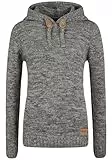 OXMO Philla Damen Strickpullover Kapuzenpullover Grobstrick Pullover mit Kapuze 100% Baumwolle Regular fit, Farbe: Dark Grey (792890)., Größe: S