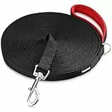 HAPPY HACHI Schleppleine für Hunde, 3m /5m /10m /15m /20m /25m /30m /33m Nylon Hundeleine mit Handschlaufe, Trainingsleine mit D-Karabiner,Lange Hundeleine,für Gehorsamkeitstraining (Schwarz, 3m)