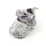RVROVIC Baby Mädchen Mokassins Säugling Prinzessin Glitzern Premium Leichte weiche Sohle Prewalker Kleinkind Mädchen Schuhe(0-6 Monate,7-Silber)