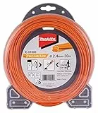 Makita E-01806 Mähfaden Four-Leaf 2,4 mm x 30 m, Trimmerfaden, Nylon, orange, geräuschreduziert, erhöhte Laufzeit, speziell für Akku-Rasentrimmer und Akku-Freischneider