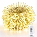 Joomer Weihnachten Lichterkette, 20M 200 LED Lichterkette Außen Batterie Timer, 8 Modi Weihnachtsbaum Lichterkette Wasserdichte Weihnachtsdeko für Balkon Zimmer Party Hochzeit Festival, Warmweiß