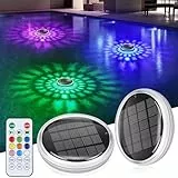 Poolbeleuchtung Unterwasser Solar, 2 Stück Schwimmende Poolbeleuchtung mit Fernbedienung, 12 Farbmodi, Timer, Wasserdicht Teichbeleuchtung Solar Pool Licht für Whirlpool, Schwimmbad, Badewanne Deko