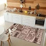 VIMODA Küchenteppich Teppichläufer Coffee Modern Kaffee Design in Braun Beige Teppich für Lounge oder Küche, Maße:120x170 cm