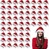 Shojoy 60 Pack Weihnachten Hüte Santa Hüte Bulk für Erwachsene mit weißen Manschetten nicht gewebt dekorative Santa Kostüm Hut Weihnachten Party Hüte für Weihnachten Party Supplies Cosplay Leistung