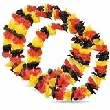 9x Blumenkette Deutschland WM 2026 Fanartikel – extra lang Kette- Hawaiikette in schwarz, rot, gold für Fußballpartys & Deko zur Weltmeisterschaft