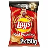 Lay's Red Paprika – Knusprig gewürzte Kartoffelchips für eine gelungene Party, 9 x 150 g (Verpackungsdesign kann abweichen)