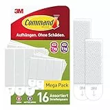 Command Bilder-Montagestreifen, Bildaufhänger, Vorteilspack mit 8x2 Größe L und 8x2 Mittel, Weiß - Befestigung ohne Bohren