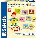 Schmidt Spiele 63025 Selecta, Memo Kunterbunt aus Holz, 36 Teile, Bunt (Colorful)
