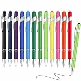 AUAUY 12 Stück Kugelschreiber, 2 in 1 Soft-Touch-Kugelschreiber, Druckkugelschreiber, Kollegen Eingabestift Metall Stift für Schreibtisch Mitarbeiter, Abschluss, Jubiläum, Büro
