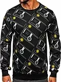 BOLF Herren Sweatshirt ohne Kapuze Pullover Sweater Pulli Langarmshirt Rundhals Crew Neck Hochwertige Baumwollmischung Freizeit Training Sport Basic Casual Style 8B1110 Schwarz XL [1A1]