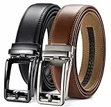 CHAOREN Ledergürtel Herren 2 Stücke Schwarz Braun– Automatik Gürtel Herren Leder 35mm mit Geschenkbox – Design Gürtel für fast jeden Anlass und jedes Outfit