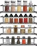 Shodiffy Gewürzregal Wand, 4er-Pack Gewürz Organizer Gewürzhalter Ohne Bohren Kühlschrank Organizer Küchenregal Wand Schwarz ca. 29 x 6,6 x 6.4 cm
