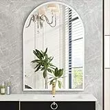 HLFMVWE Gewölbter Wandspiegel Badezimmerspiegel Gebürstetes Metall Eitelkeit Wandspiegel für Wohnzimmer Schlafzimmer Eingangsbereich Zimmer Home Decor Weiß 30 x 40CM