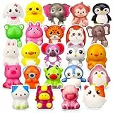 24 PCS Squeeze Fidget Sensorische Spielzeug Weihnachtsstrümpfe Stuffer Party Gunsten für Kinder, langsam steigendes weiches Tier für Stresslinderung, niedliche Kaninchen Katze Ente Geburtstagsgeschenk