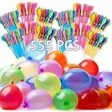 Betensh 555 Wasserbomben Selbstschließend, Wasserballons, Bunt Wasserbombem, 60 Sekunden Schnellfüller, Wasser Bomben mit Wasserhahn Anschluss, Water Balloons für Kinder, Sommer