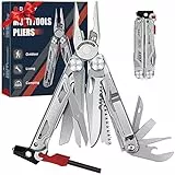 BIBURY Multifunktionale Zange mit Feuerstein & Fensterbrecher, Faltbares Multitools für Männer Ideengeschenk, Tragbare Multifunktionswerkzeuge mit Rückenclip ideal für Survival Draussen Camping Hiking