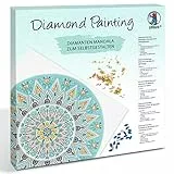 Ursus 43520005F - Diamond Painting Mandala Set 5, Bastelset mit Steinchen in Hellblau-, Taupe- und Weißtönen zum Selbstgestalten, eine Leinwand ca. 30 x 30 x 1,5 cm groß