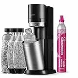 SodaStream Wassersprudler DUO mit Quick-Connect CO2-Zylinder | inkl. 2x 1L Glasflasche und 2x 1L FUSE Kunststoffflasche (spülmaschinengeeignet) | Farbe: Titan